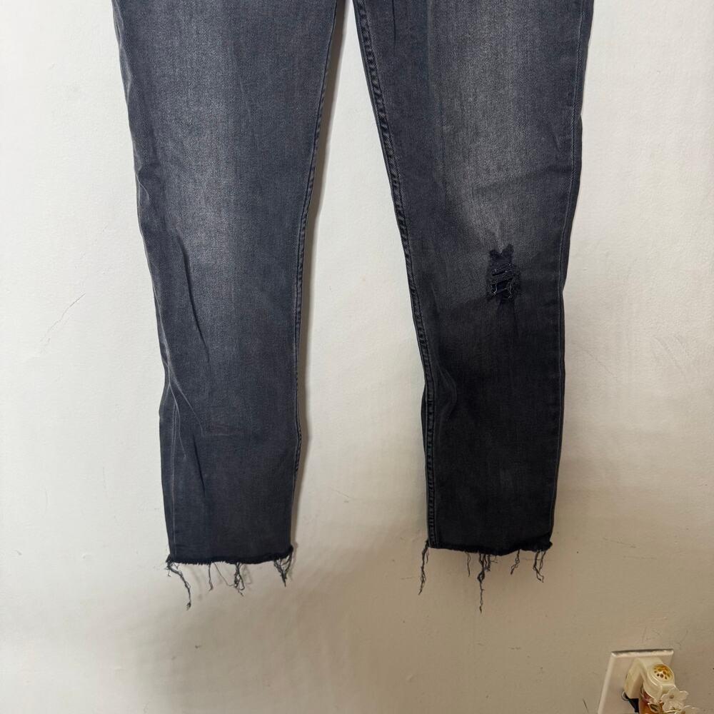 RE/DONE Originals High Rise Ankle Crop Jeans Black Wash Raw Hem‎ Distressed 28 - Picture 2 of 12